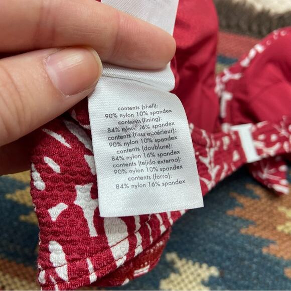 Onia Red and White Bandeau Bikini Top Size Large - Picture 4 of 5